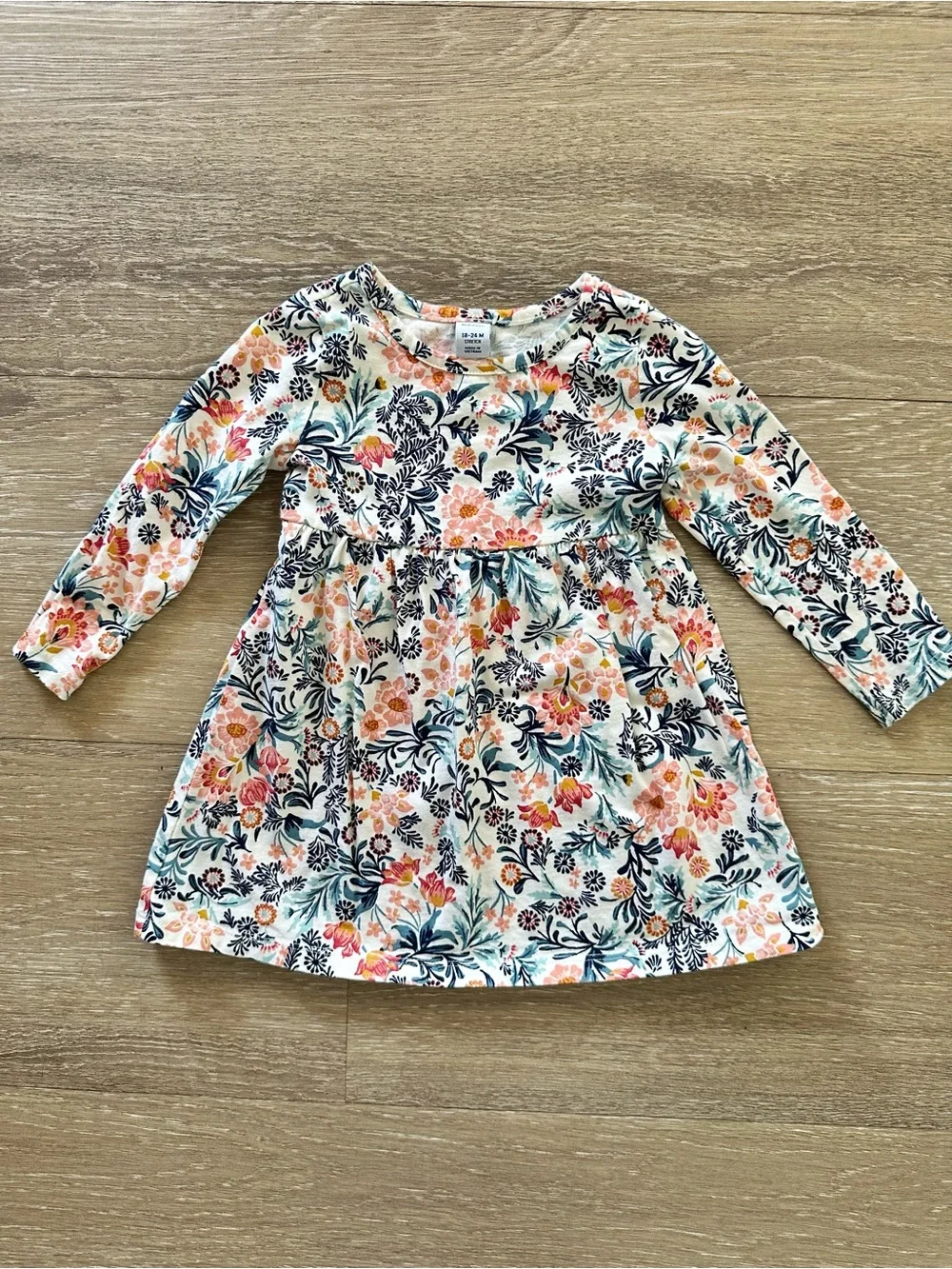 Old Navy Floral Long-Sleeve Dress - White, Pink & Navy